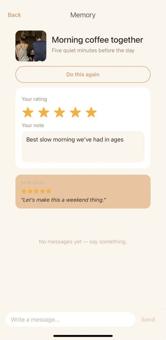 Memory with rating and notes